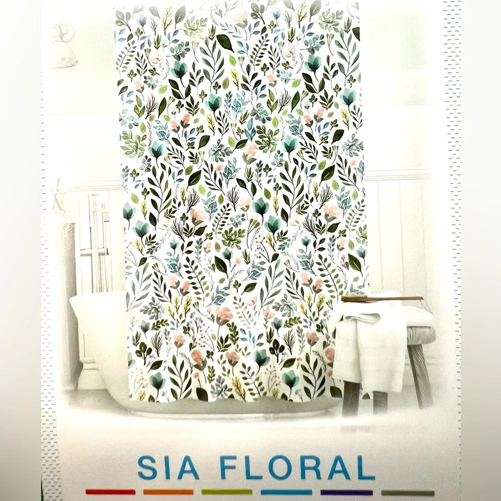 Sia Floral Fabric Shower Curtain Watercolor Flower Garden